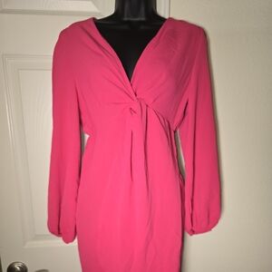 SHEIN Vibrant Pink Long Sleeve Dress